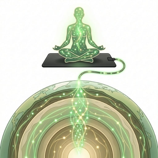 Illustration de l’énergie de la terre remontant vers le corps humain grâce au grounding
