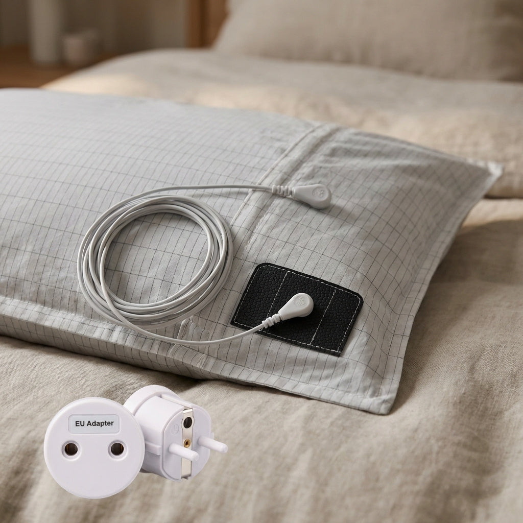 Branchement d’une housse de coussin grounding à une prise de terre pour évacuer les charges électriques du corps