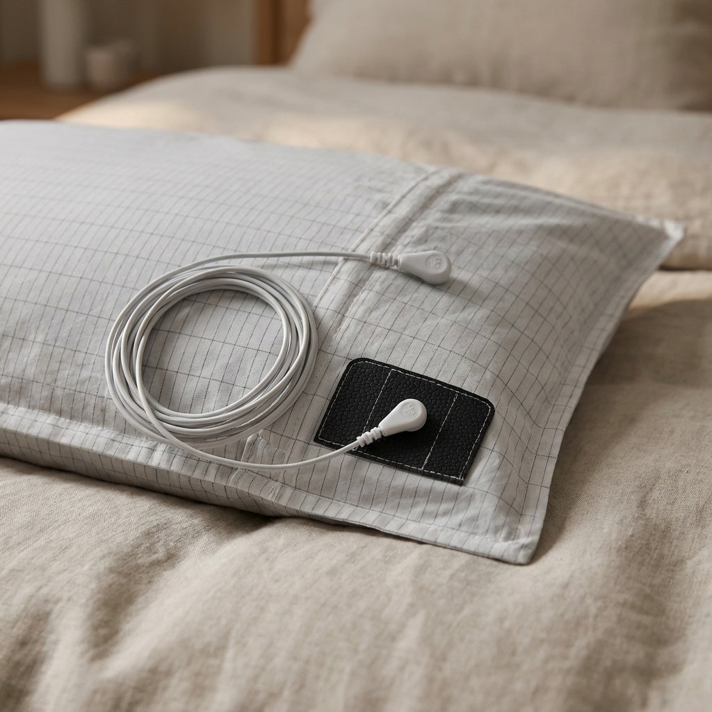 Housse de coussin grounding avec câble de mise à la terre permettant de reconnecter le corps à la terre