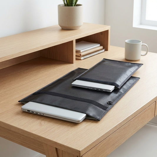 Pochettes anti ondes protégeant ordinateur portable et téléphone contre les ondes électromagnétiques et le piratage RFID