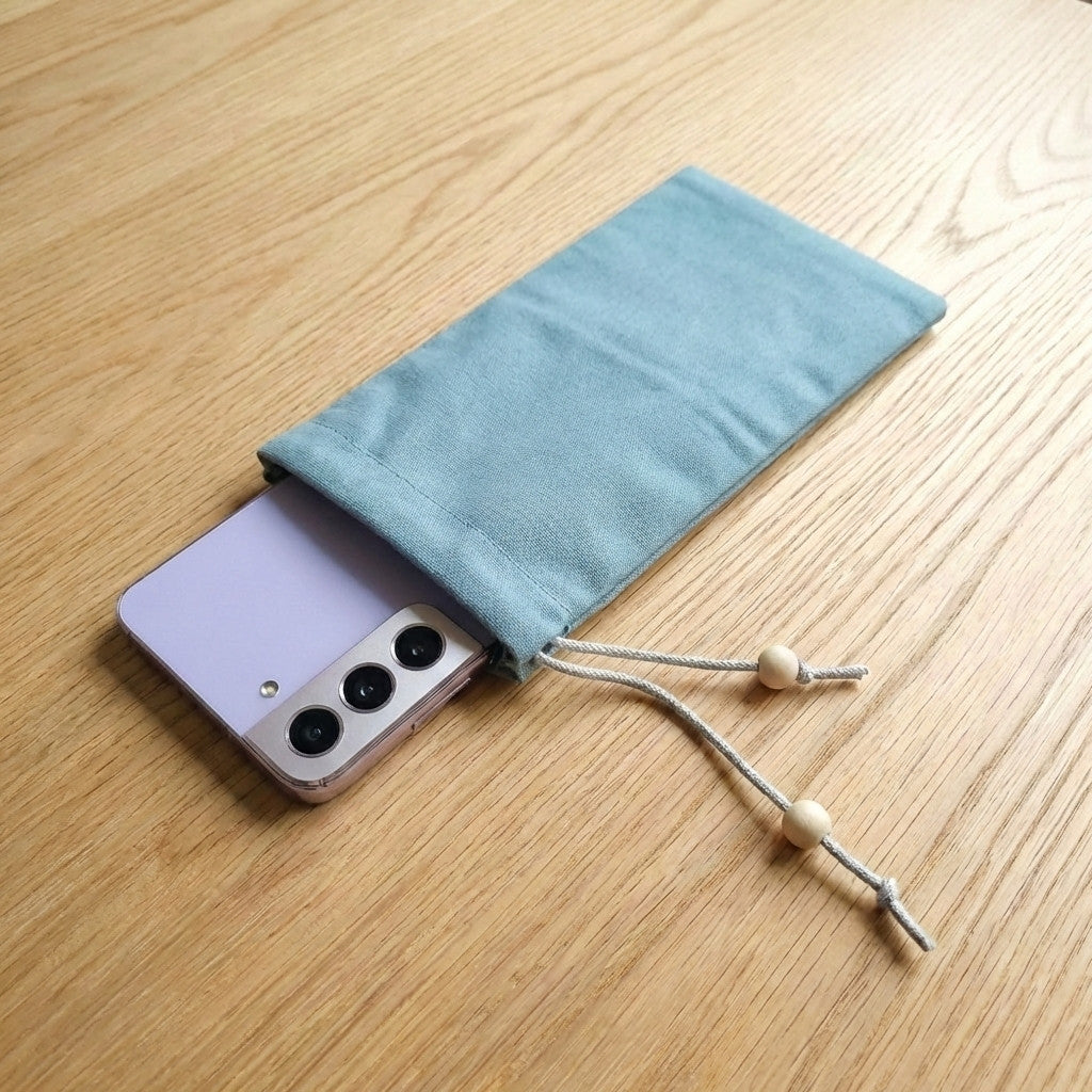 Pochette téléphone anti ondes bleu turquoise pour réduire l’exposition aux ondes électromagnétiques du smartphone