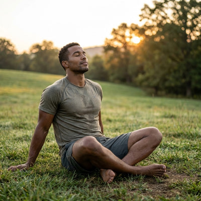 Personne assise dans la nature profitant des effets du grounding pour la détente et le bien-être
